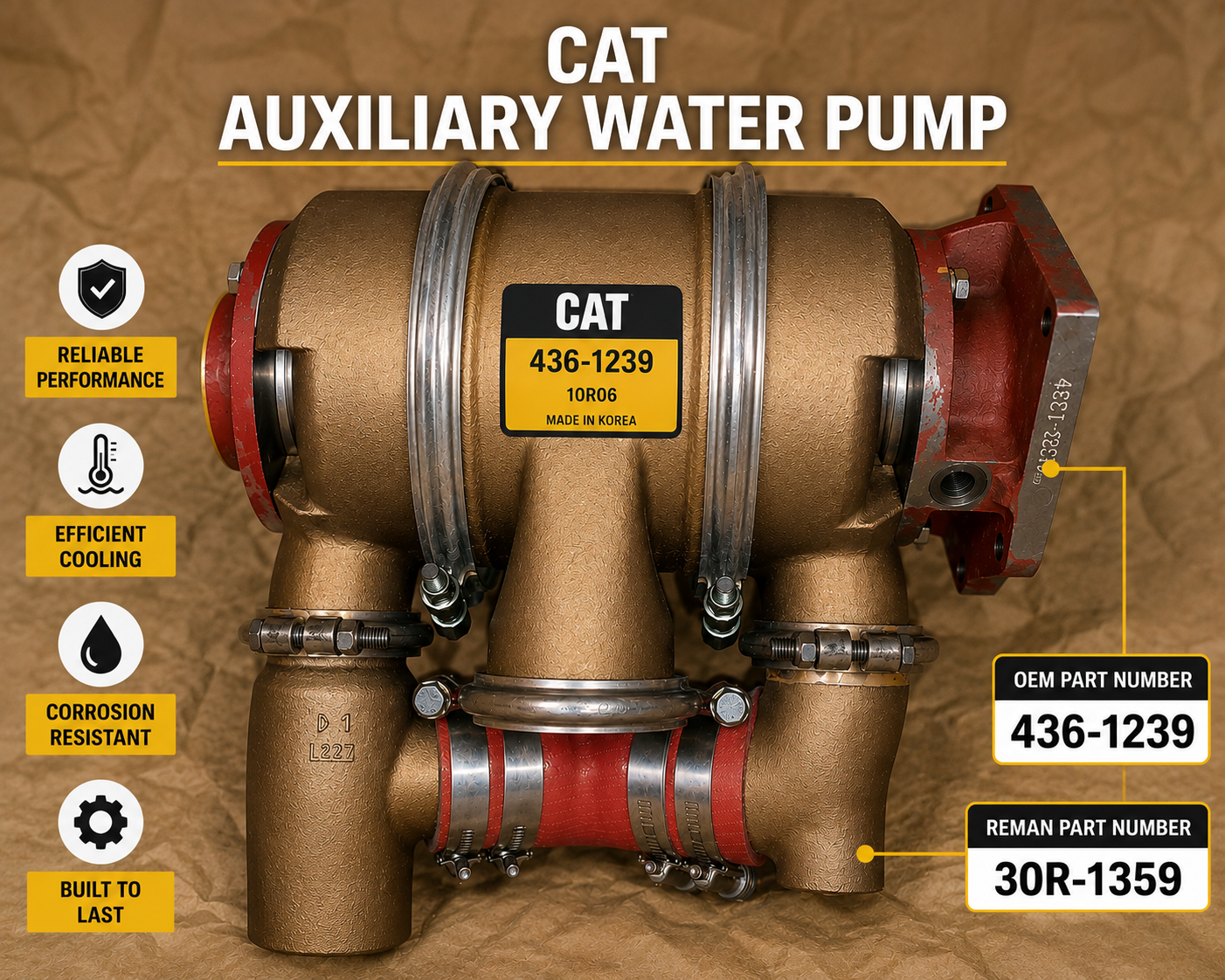 Caterpillar C32 Sea Water Pump 436-1239: Maintenance, Lifespan, Warning Signs & Reman Guide