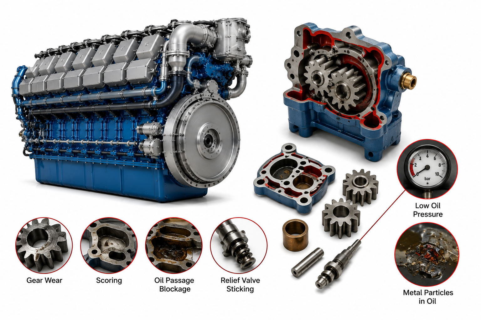 MTU 10V 2000 M86 Engine Oil Pump Problems | Alfa Marine Spare Parts