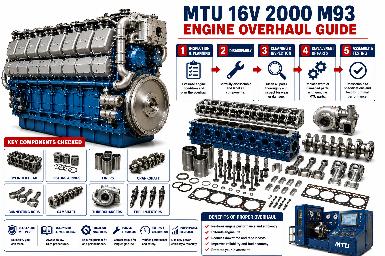 MTU 16V 2000 M93 Engine Overhaul Guide | Alfa Marine Spare Parts