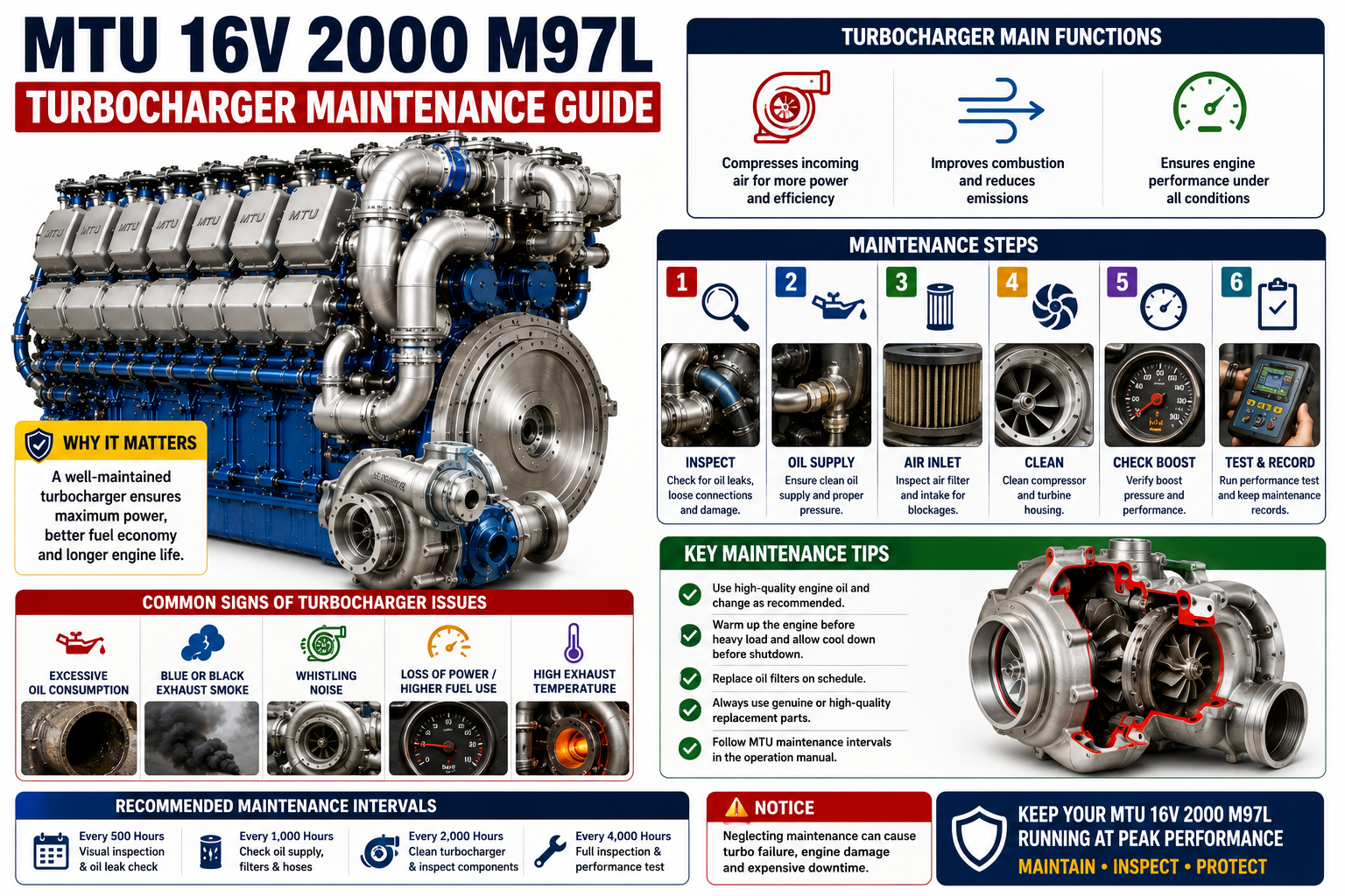 MTU 16V 2000 M97L Turbocharger Maintenance Guide | Alfa Marine Spare Parts