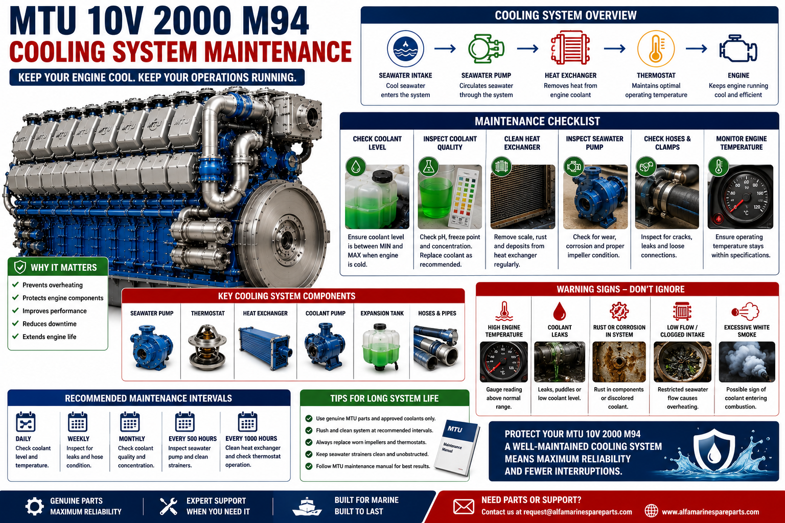 MTU 10V 2000 M94 Cooling System Maintenance | Alfa Marine Spare Parts