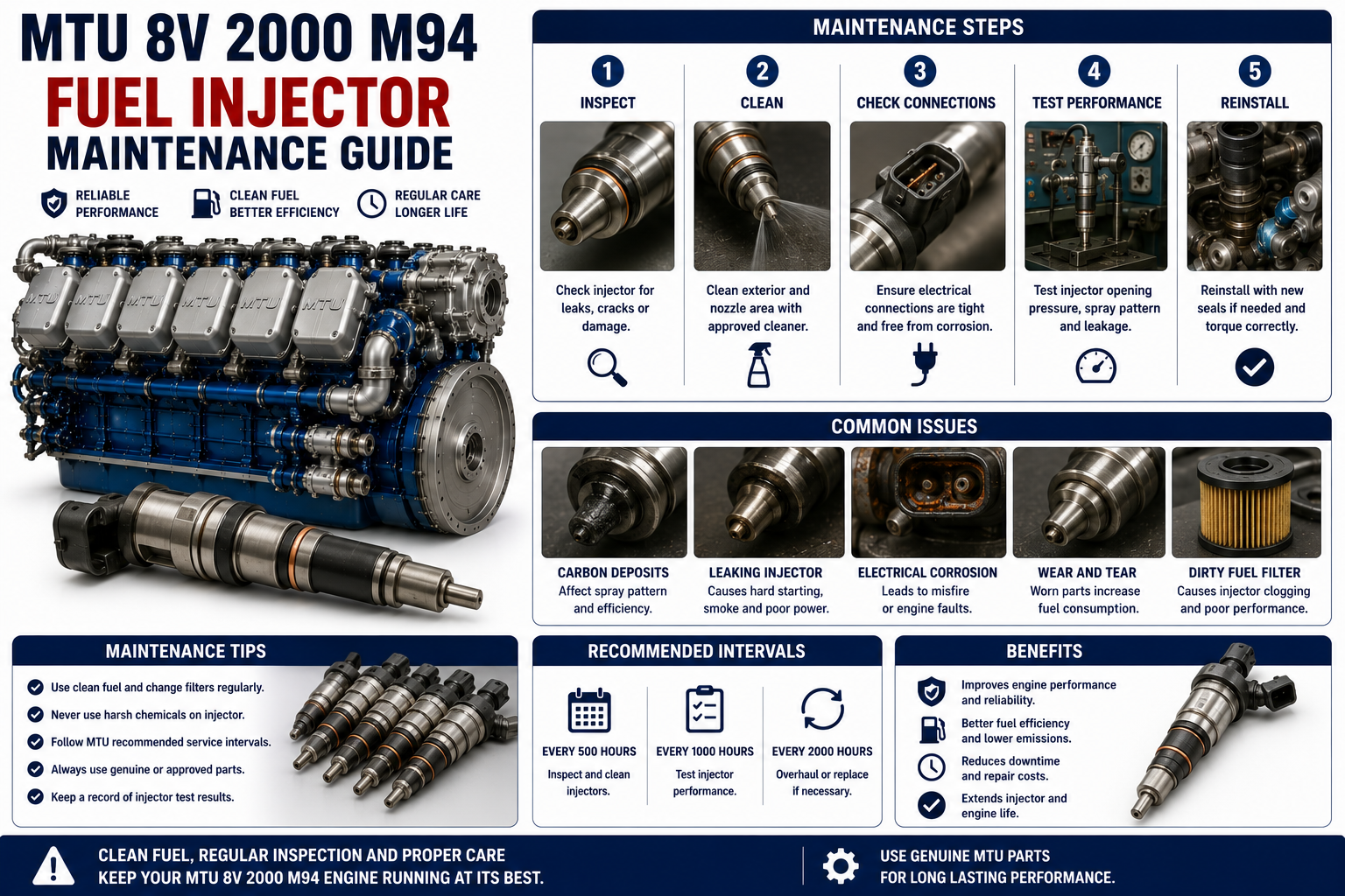 MTU 8V 2000 M94 Fuel Injector Maintenance Guide | Alfa Marine Spare Parts