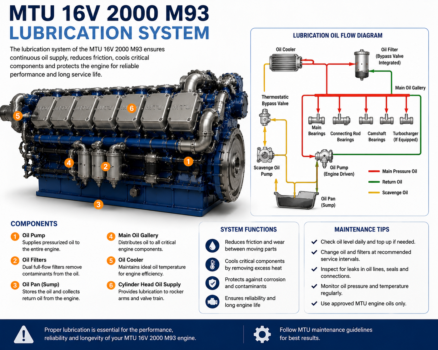 MTU 16V 2000 M93 Lubrication System Maintenance | Alfa Marine Spare Parts
