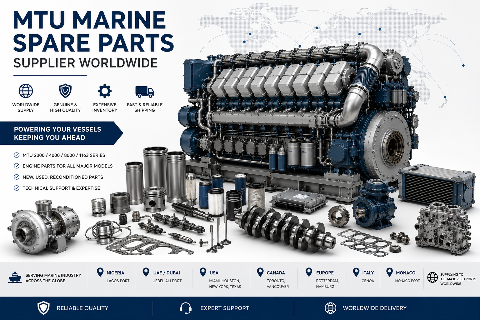 MTU Marine Spare Parts Supplier Worldwide | Alfa Marine Spare Parts