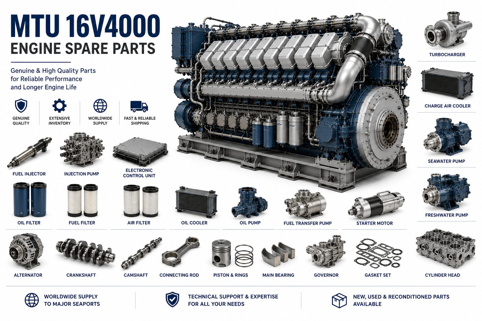 MTU 16V4000 Engine Spare Parts | Alfa Marine Spare Parts