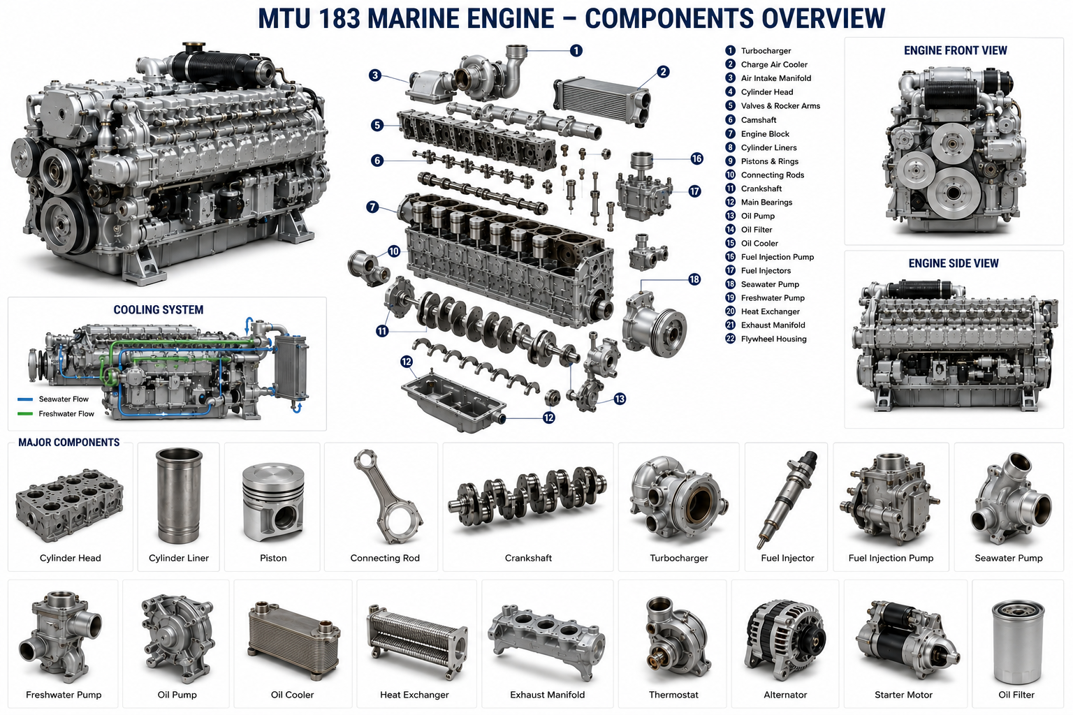 MTU 183 Engine Components | Complete Guide | Alfa Marine Spare Parts