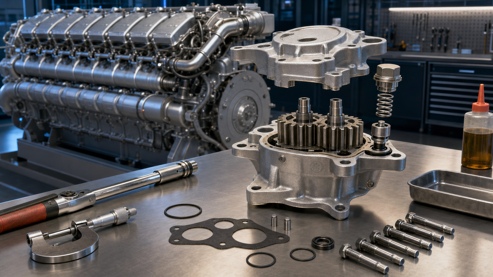MTU 16V4000 M73 Marine Engine | Oil Pump Reassembly Guide