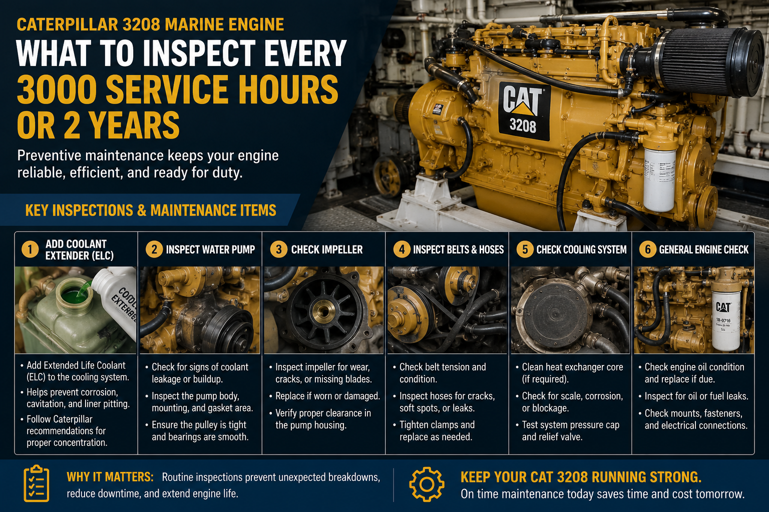 Caterpillar 3208 Marine Engine | 3000-Hour Maintenance