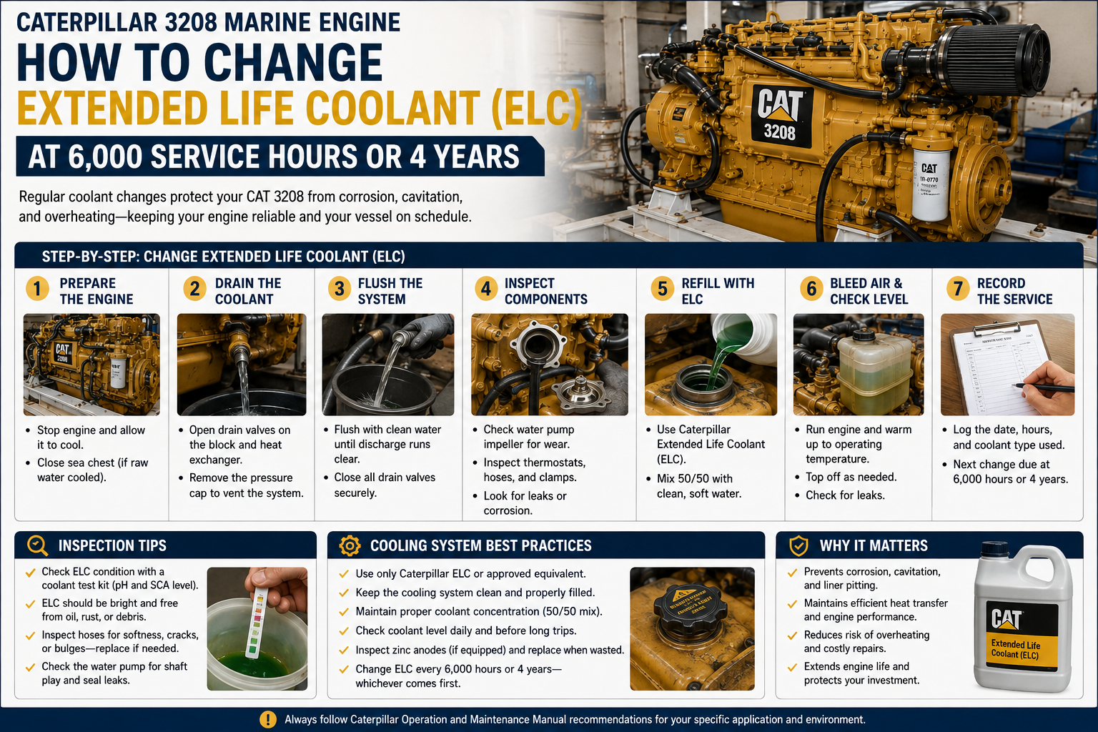 Caterpillar 3208 Marine Engine Extended Coolant Service