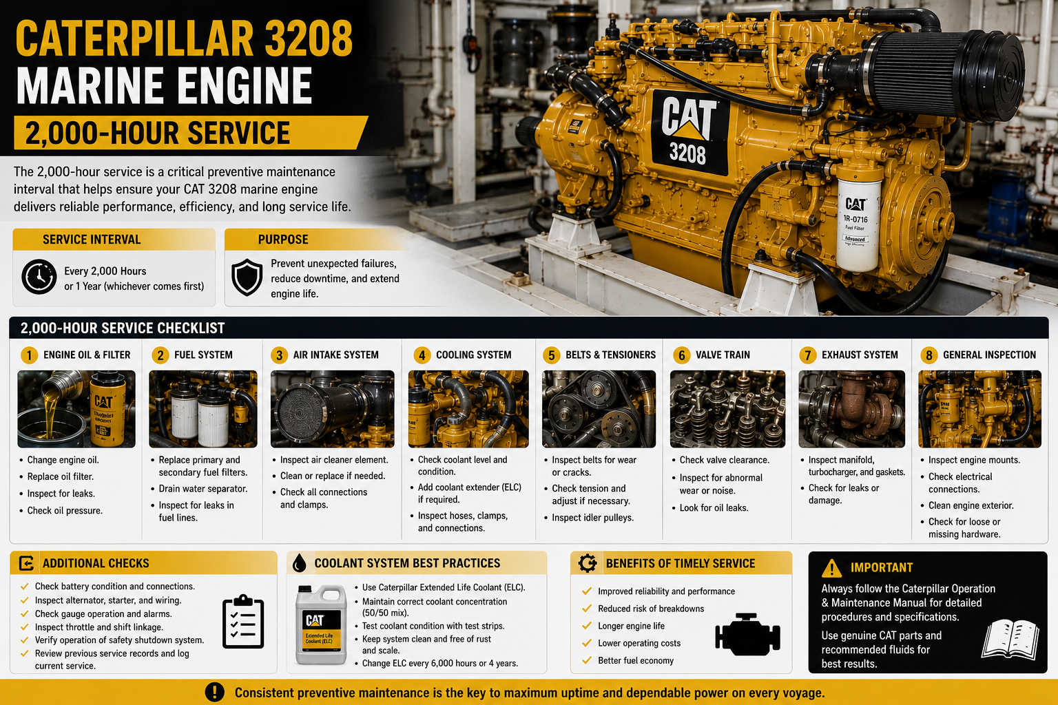 Caterpillar 3208 Marine Engine | 2,000-Hour Service