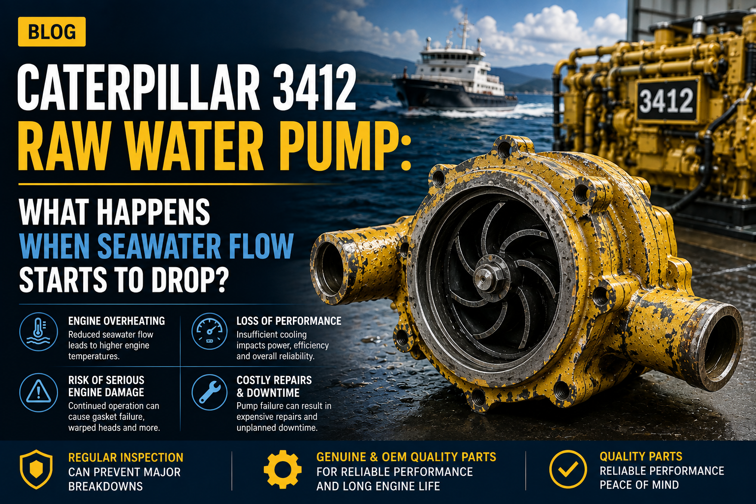 Caterpillar 3412 Raw Water Pump: When Seawater Flow Drops