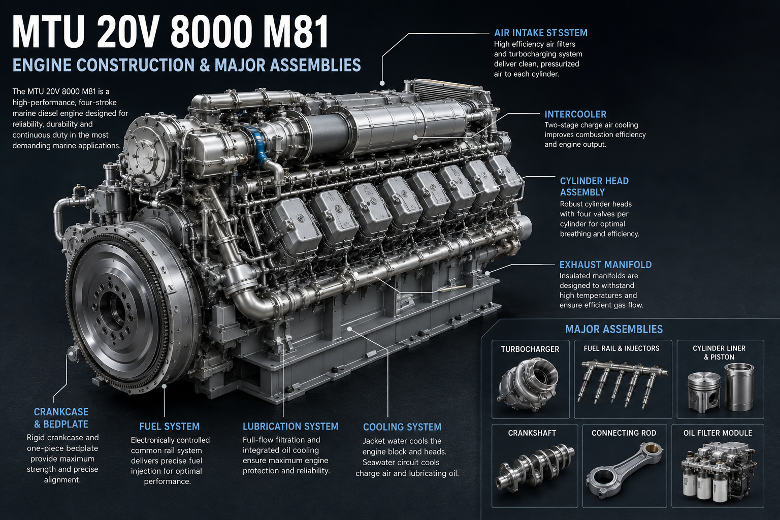 MTU 20V 8000 M81 Engine Construction & Major Assemblies