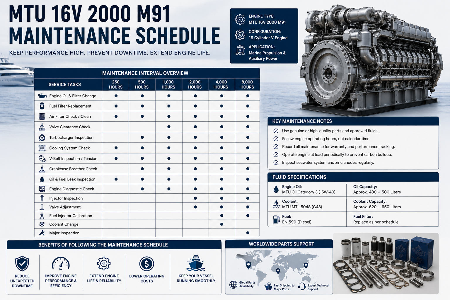 MTU 16V 2000 M91 Engine Maintenance Schedule
