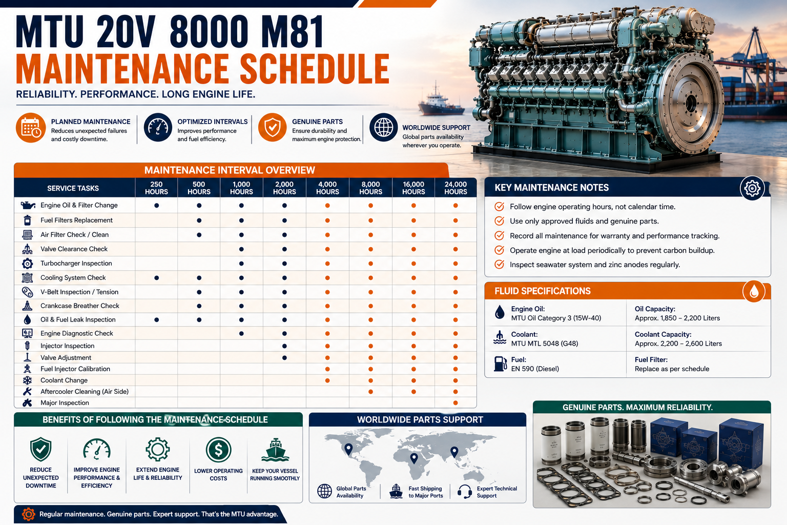 MTU 20V 8000 M81 Engine Maintenance Schedule