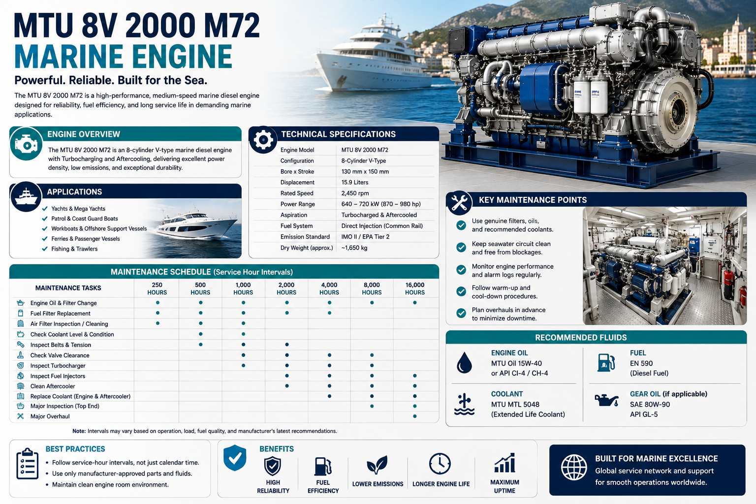 MTU 8V 2000 M72 Marine Engine Maintenance Schedule