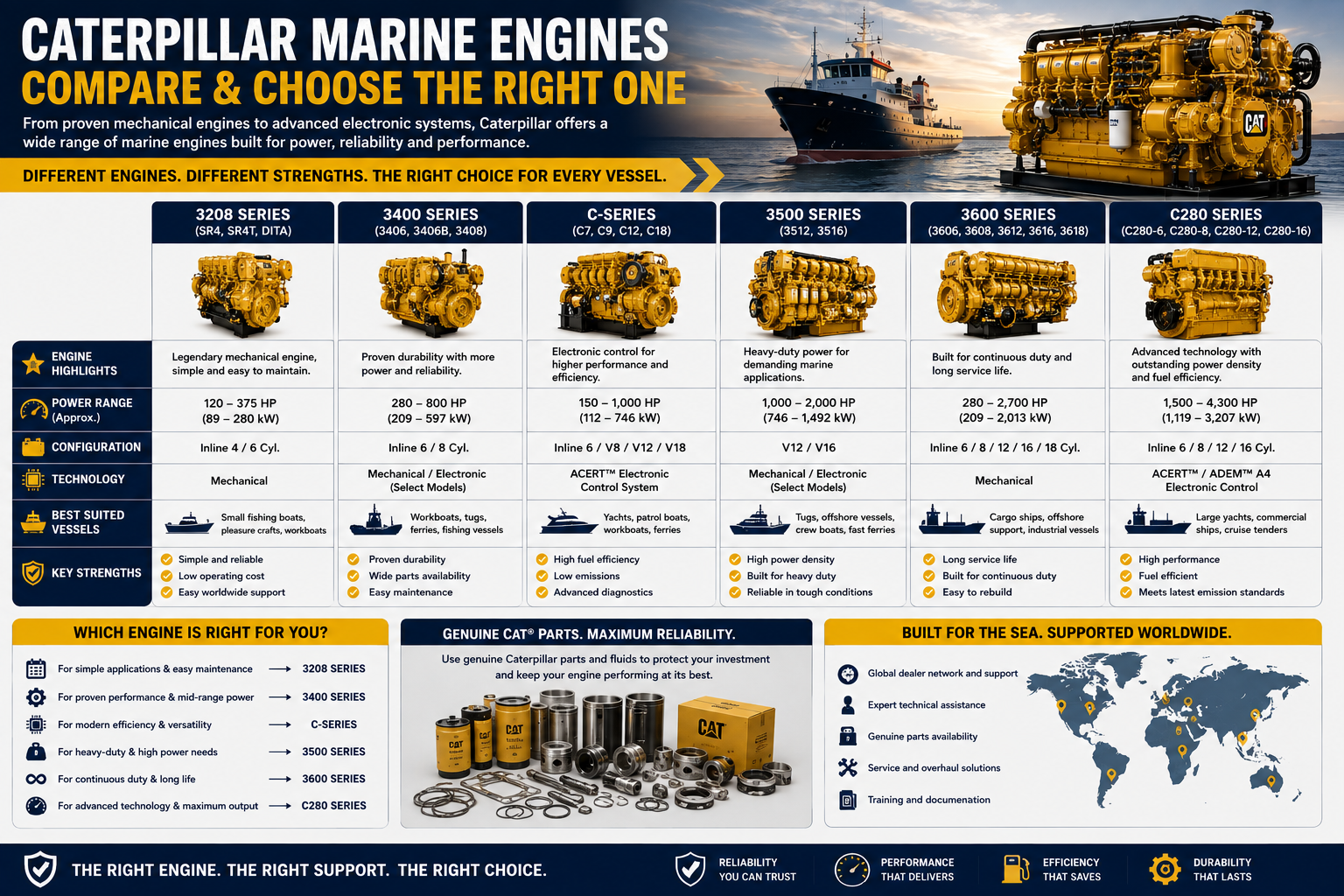Caterpillar Marine Engine Types: Differences & Applications
