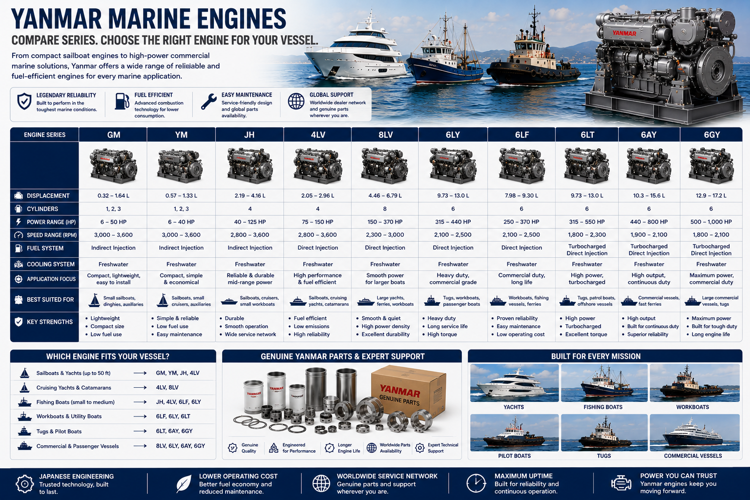 Yanmar Marine Engine Types & Applications