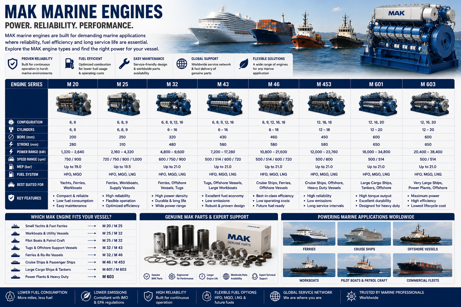 MaK Marine Engine Types & Applications