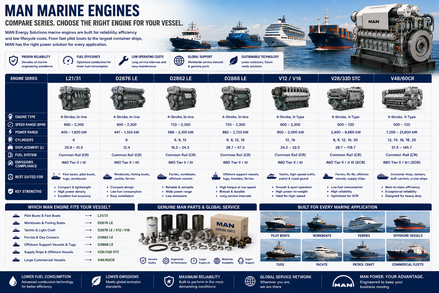 MAN Marine Engine Types & Applications