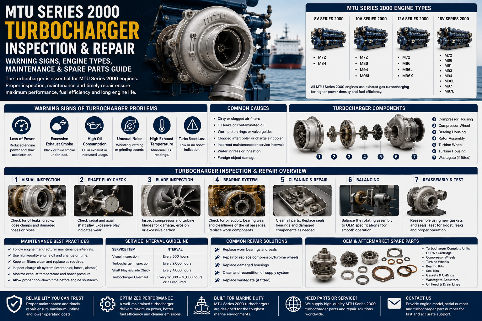 MTU 2000 Turbocharger Inspection & Repair
