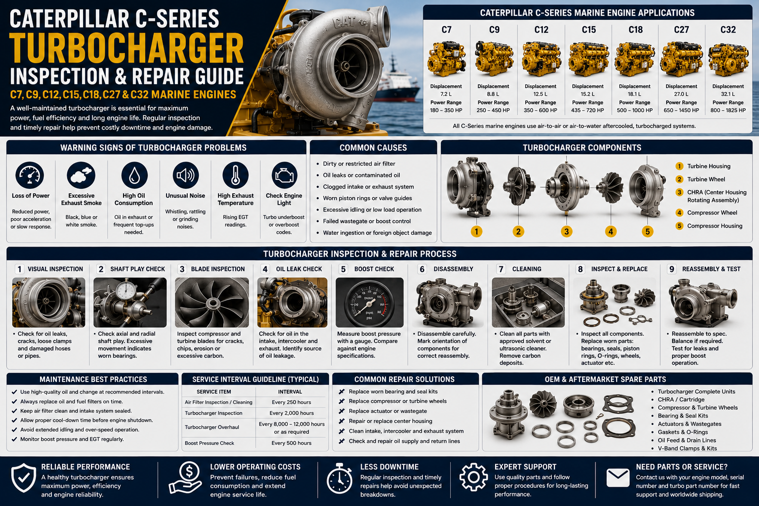 Caterpillar C-Series Turbocharger Inspection & Repair