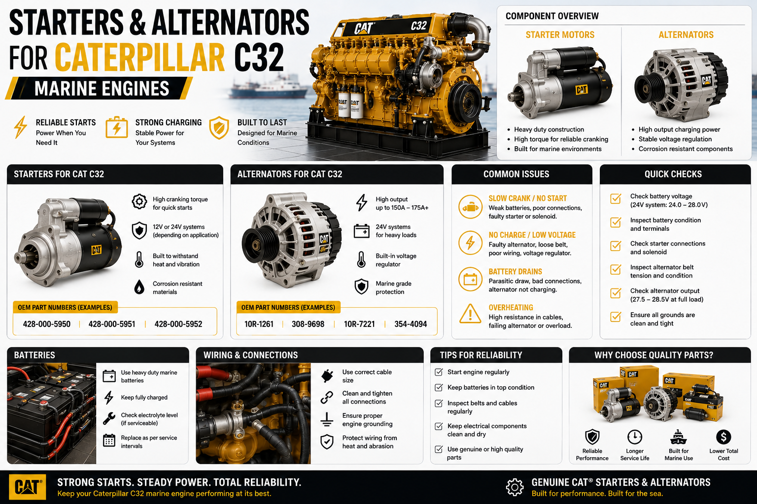 Caterpillar C32 Starter & Alternator Guide | Marine Engine Electrical