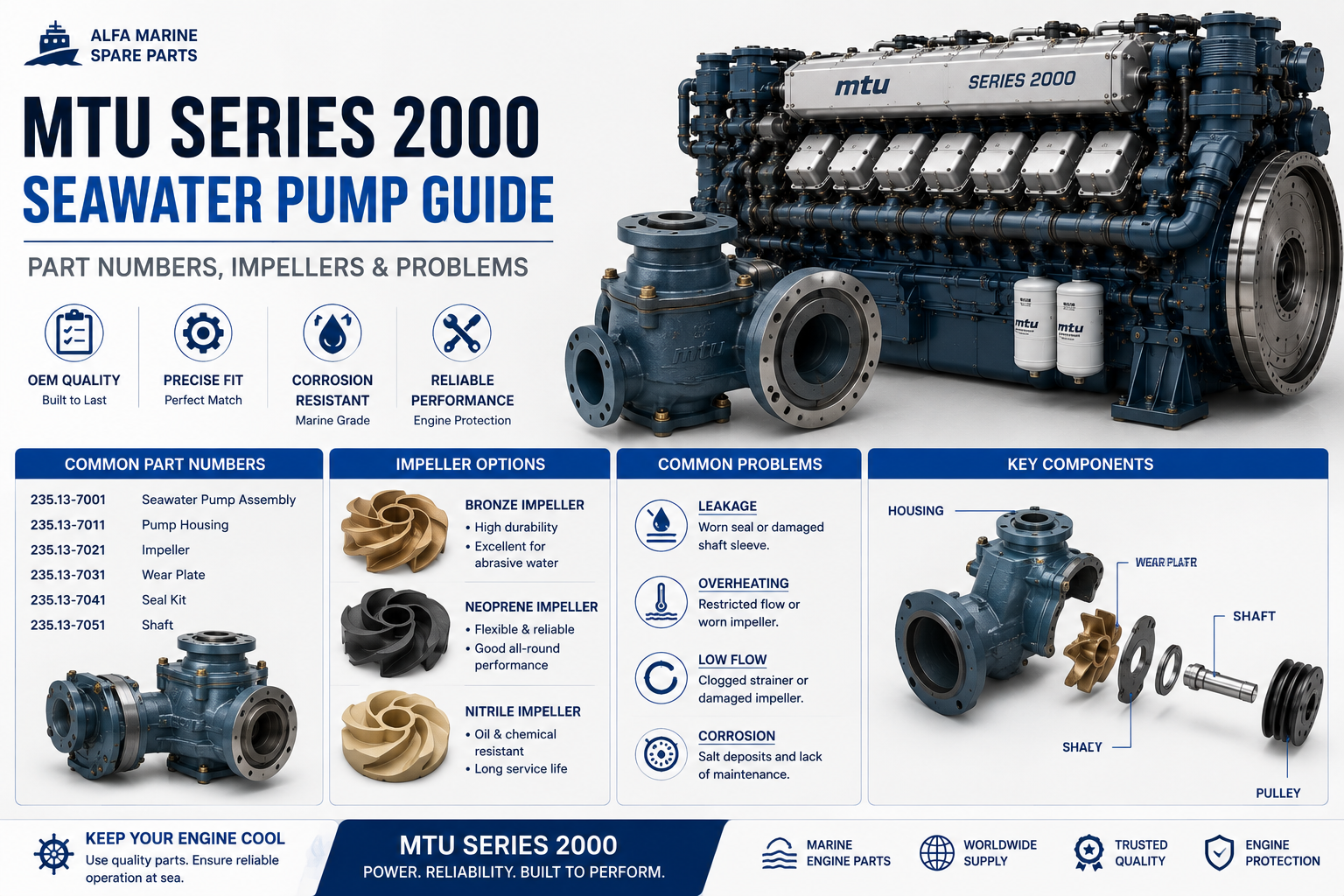 MTU Series 2000 Seawater Pump Guide | Part Numbers, Impellers & Problems