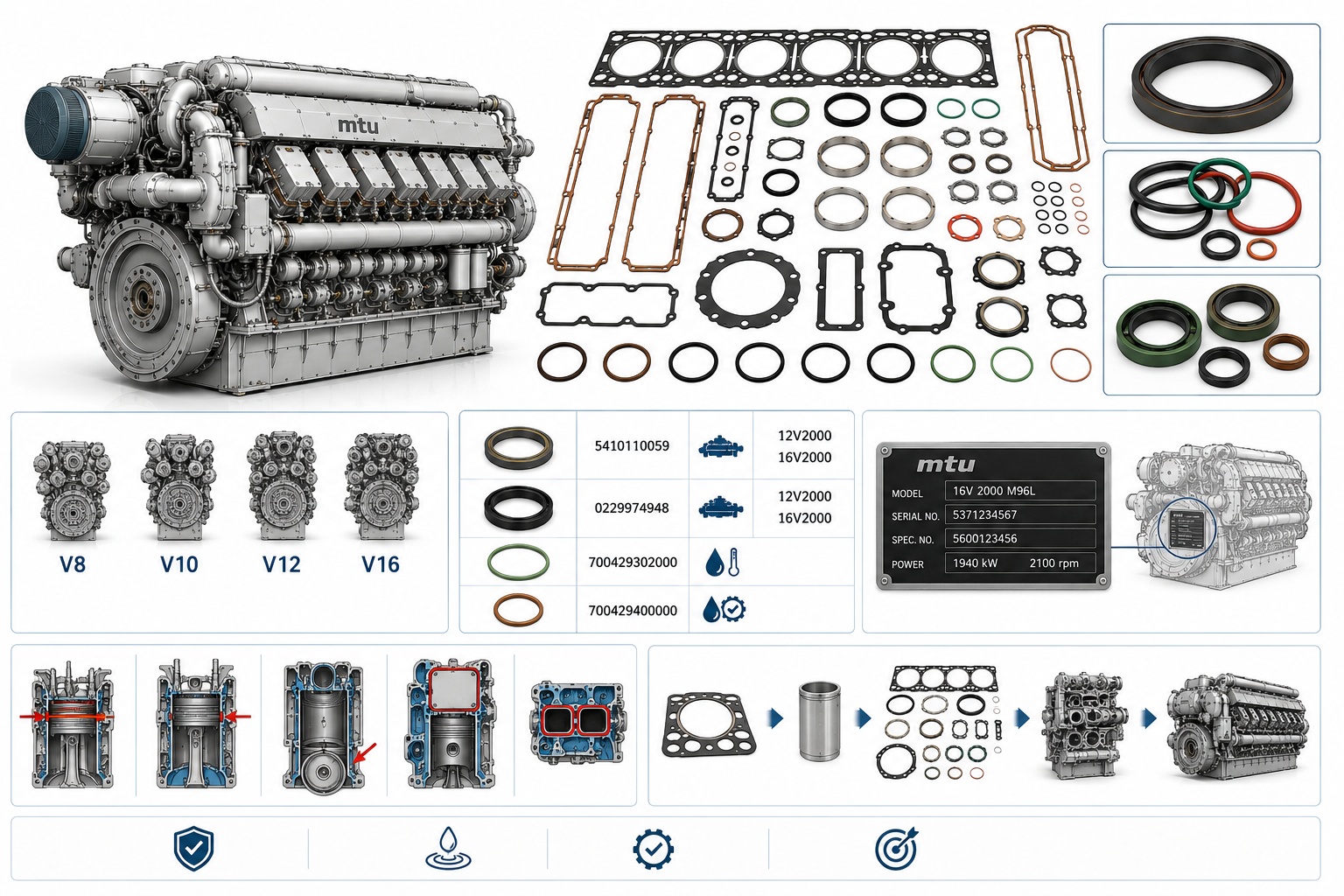 MTU 2000 Overhaul Gasket Sets & Marine Engine Parts