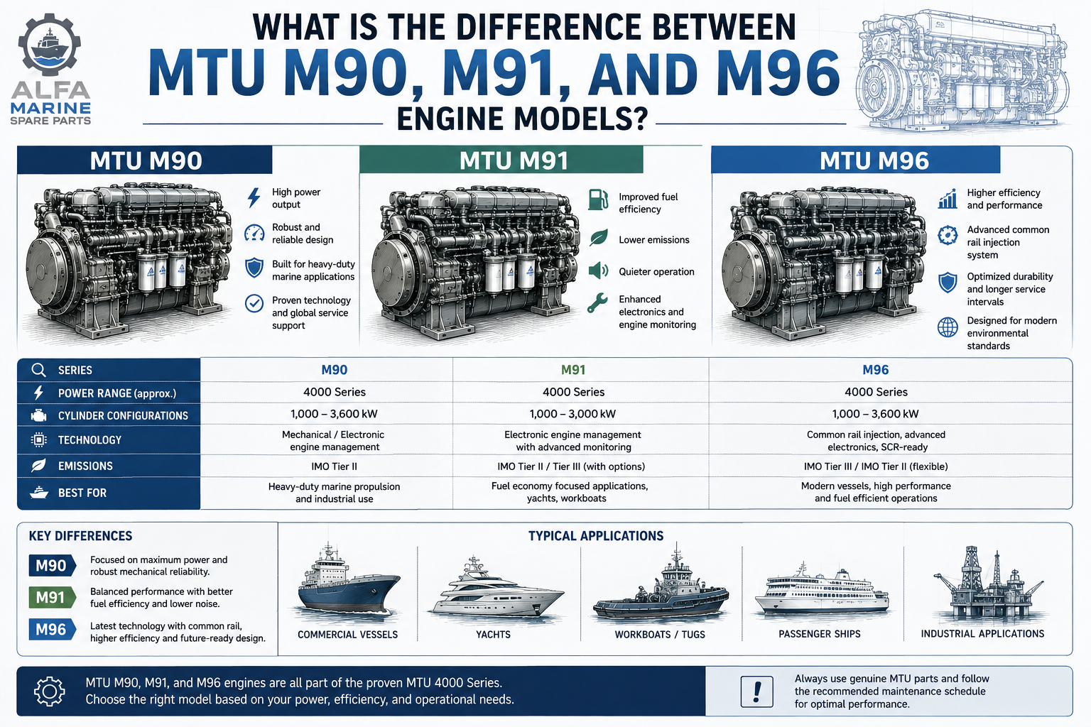 MTU M90 vs M91 vs M96 Marine Engines: Key Differences