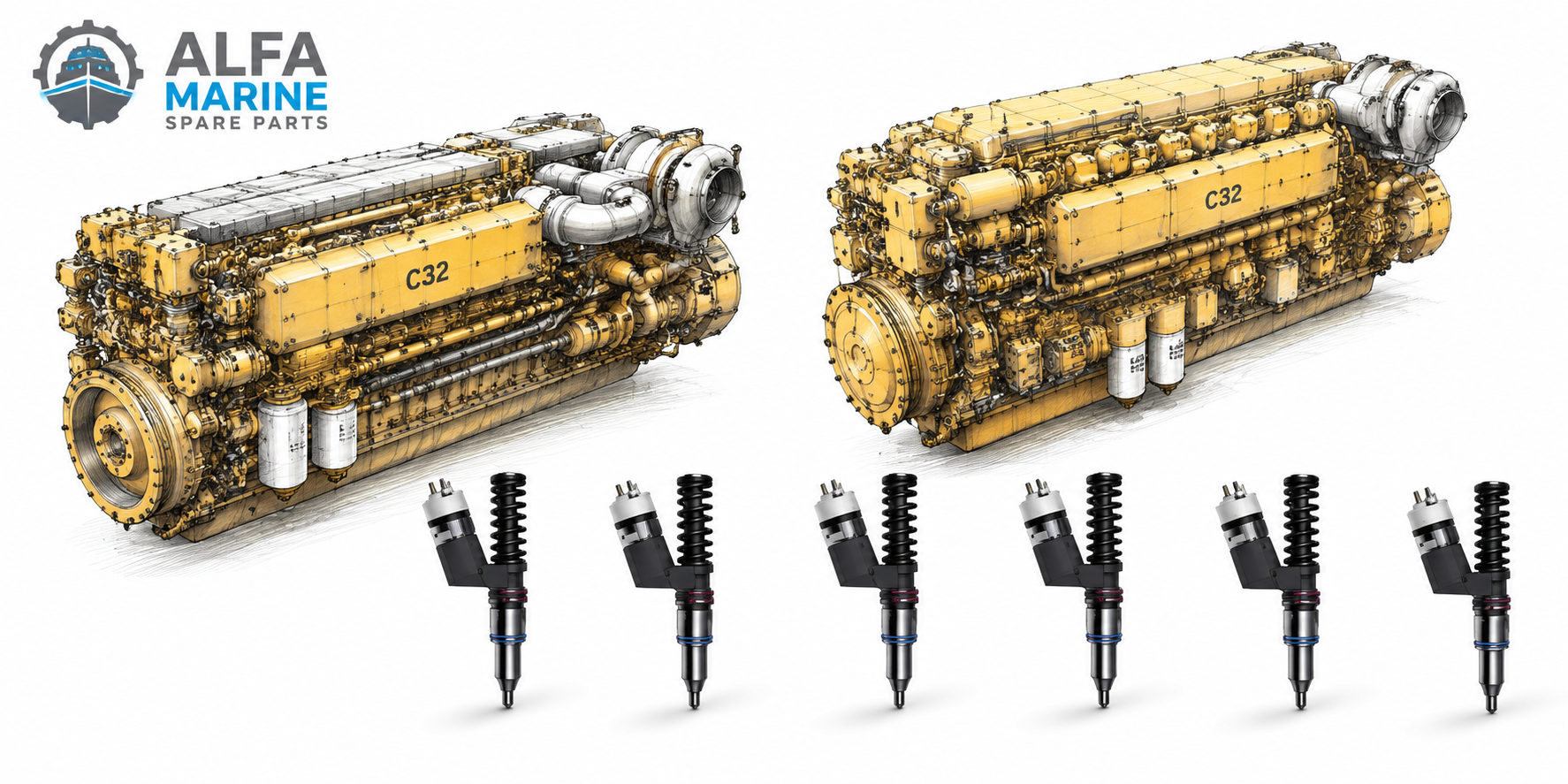 Caterpillar C32 Marine Injectors | Part Numbers & Reman
