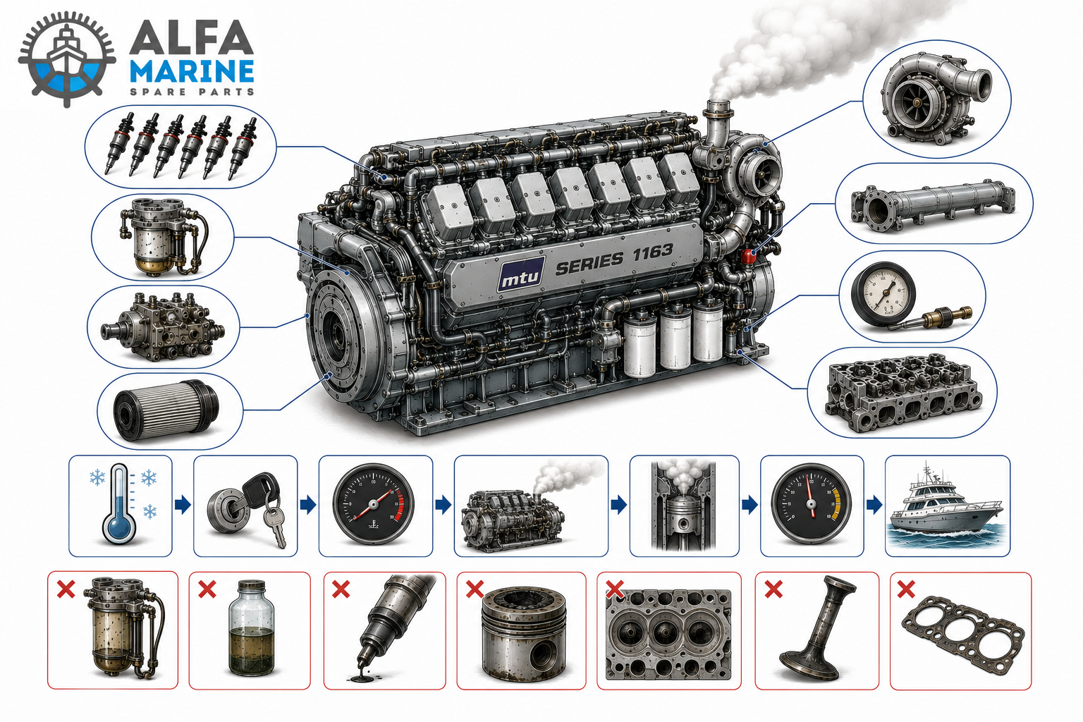 MTU 1163 Marine White Smoke When Cold: Causes & Checks