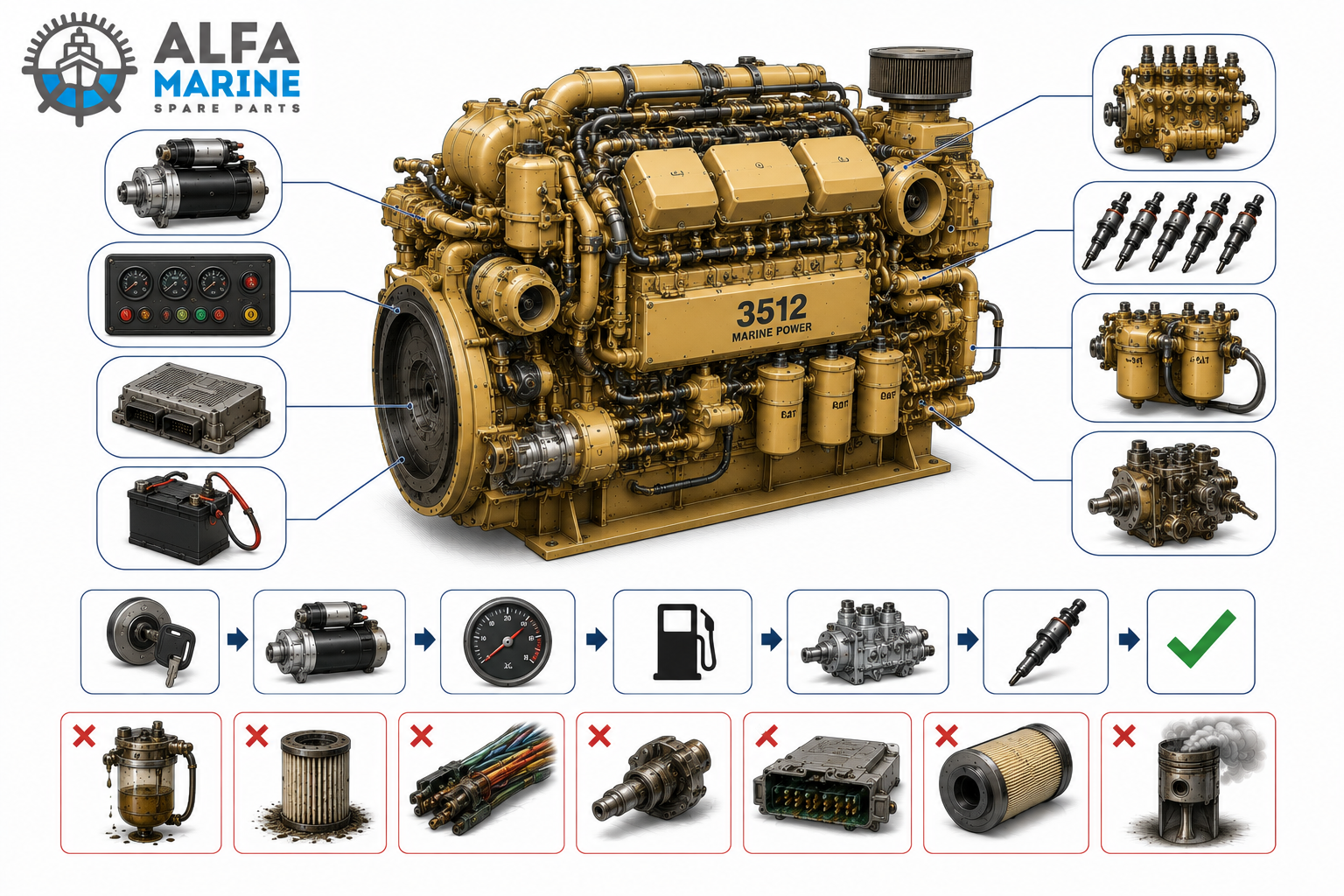 CAT 3512 & 3512E Crank No Start: Causes & Parts Guide