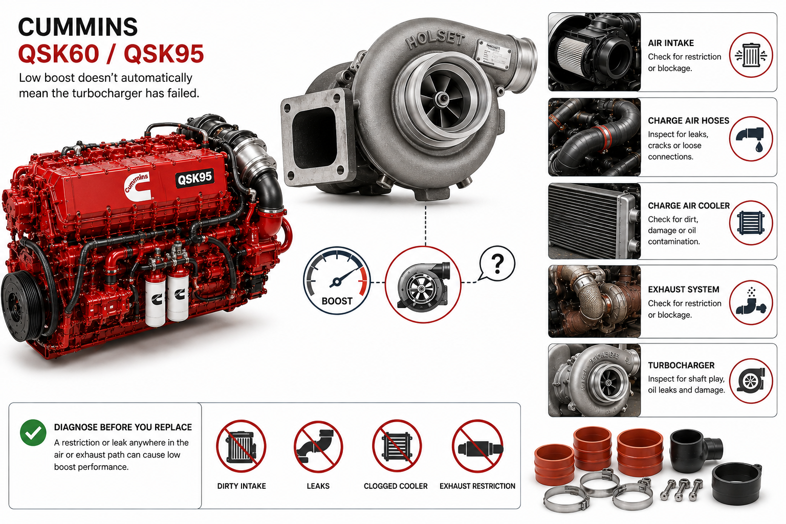 Cummins QSK60 QSK95 Turbocharger 4089581 Low Boost Guide