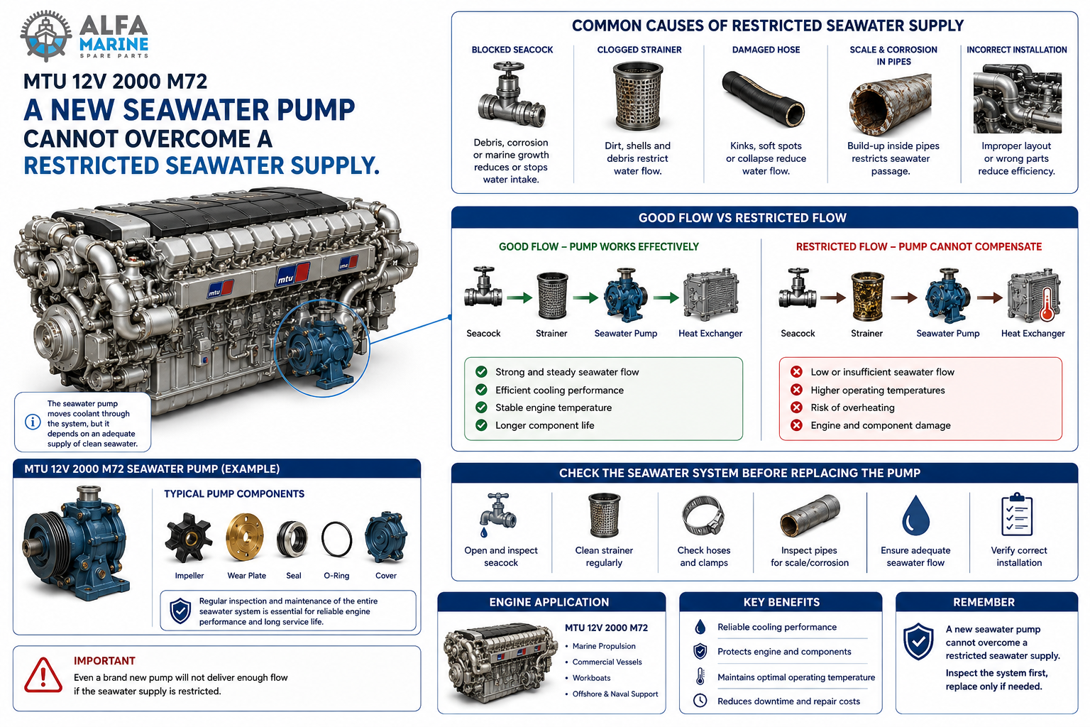 MTU 12V 2000 M72 Seawater Pump X51220700001 Parts Guide