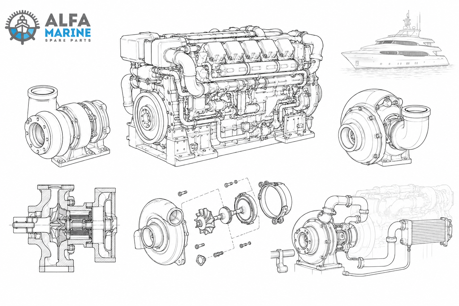 CAT C18 Turbo 242-0267 / 2420267 & Reman Turbo Parts