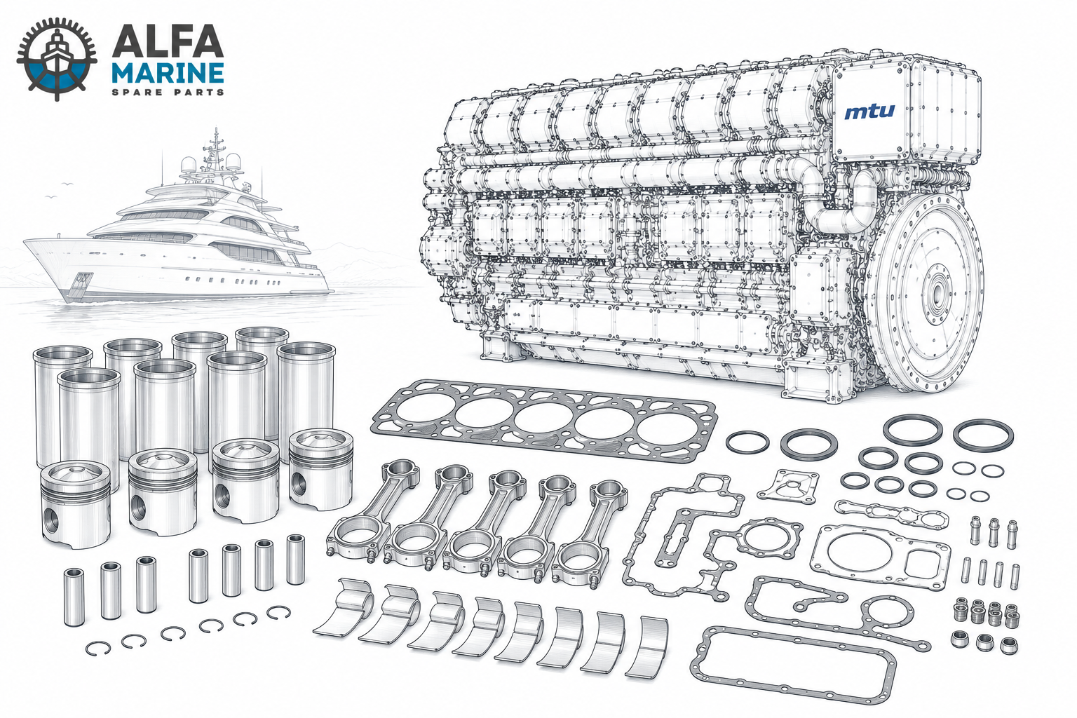 MTU Marine Diesel Engine Overhaul Kit | Parts Guide