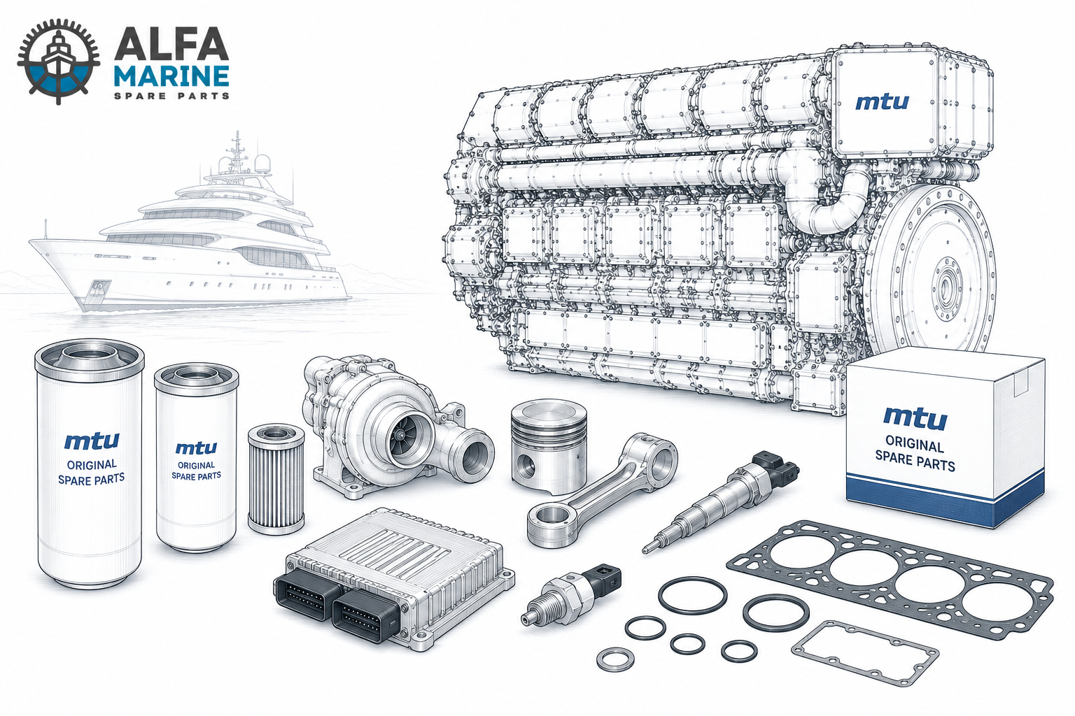 OEM MTU Marine Engine Spares | Parts Sourcing Guide