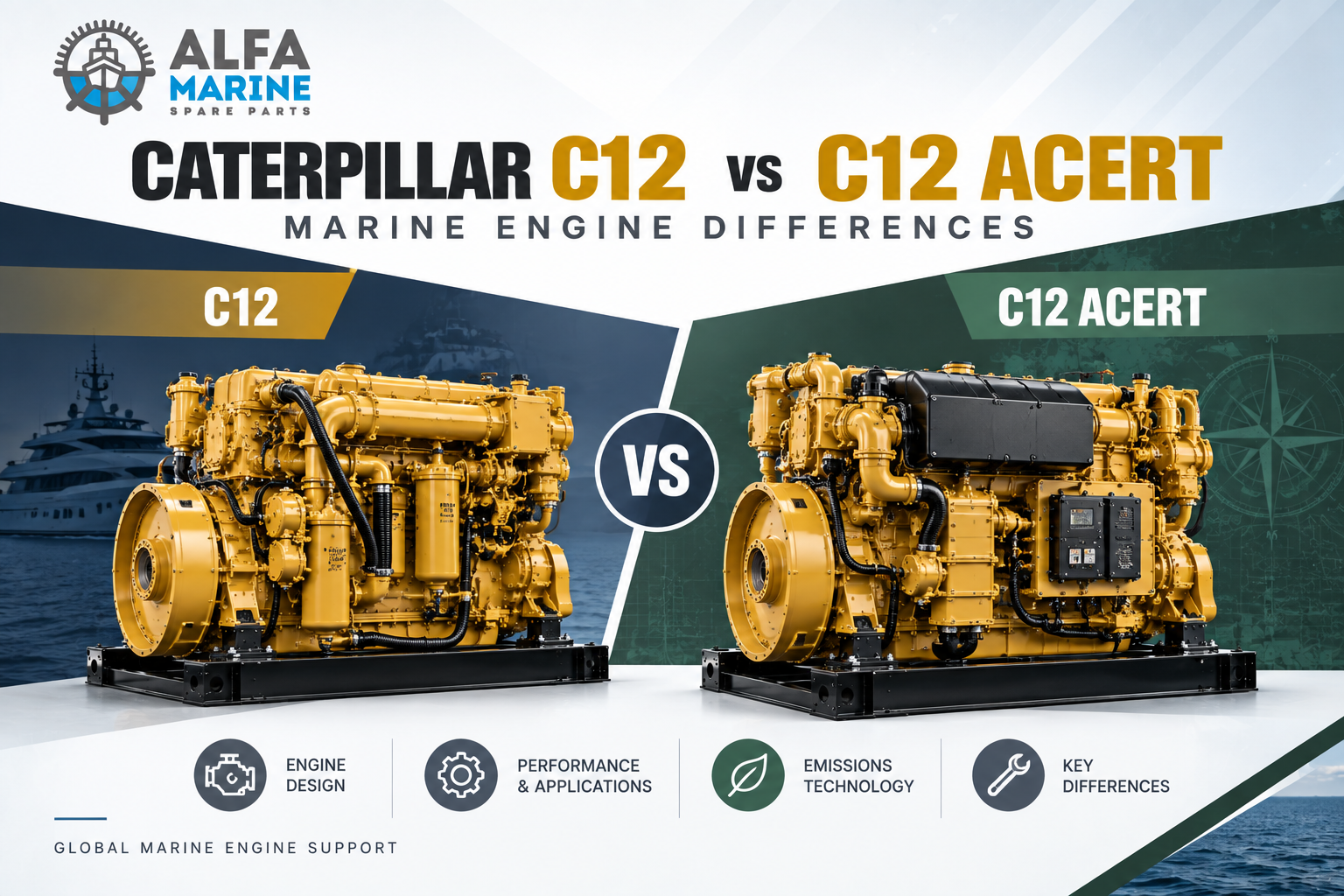 Caterpillar C12 vs C12 ACERT marine engine differences