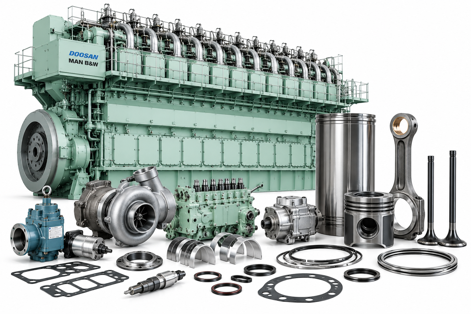 Doosan MAN B&W main engine parts, spares and overhaul components