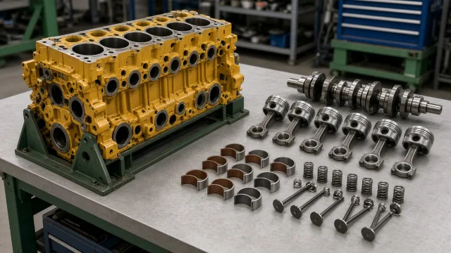 Komatsu 6M122 marine engine overhaul and rebuild inspection