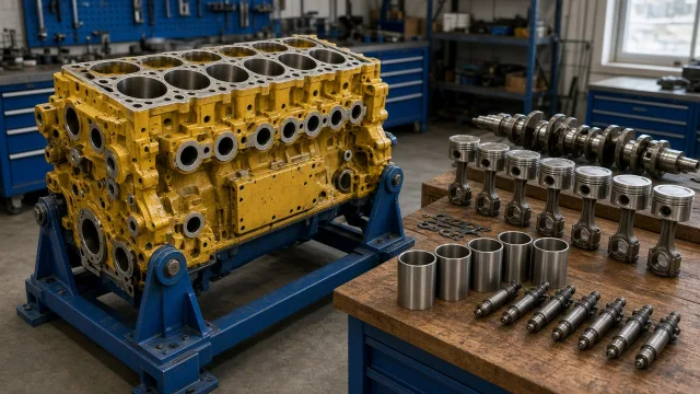 Komatsu 6M140 marine engine overhaul and rebuild inspection