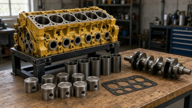Komatsu 6M95 marine engine overhaul and rebuild inspection