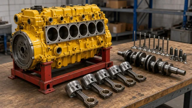 Komatsu S6D108 marine engine overhaul and rebuild inspection