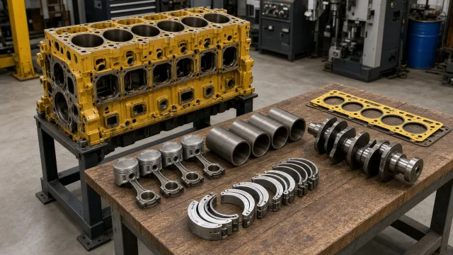Komatsu S6D125 marine engine overhaul and rebuild inspection