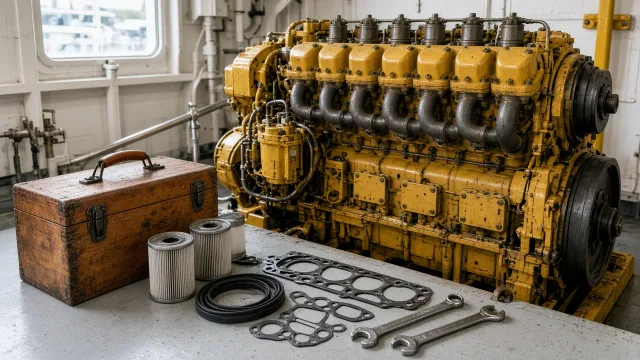Komatsu S6D140 marine engine maintenance and service