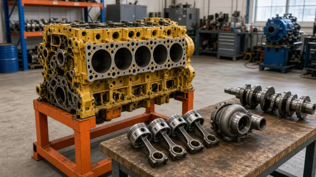 Komatsu SA6D140 marine engine overhaul and rebuild inspection