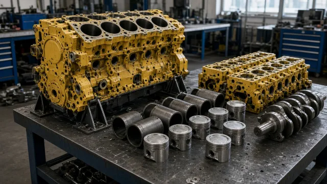 Komatsu SAA6D140 marine engine overhaul and rebuild inspection