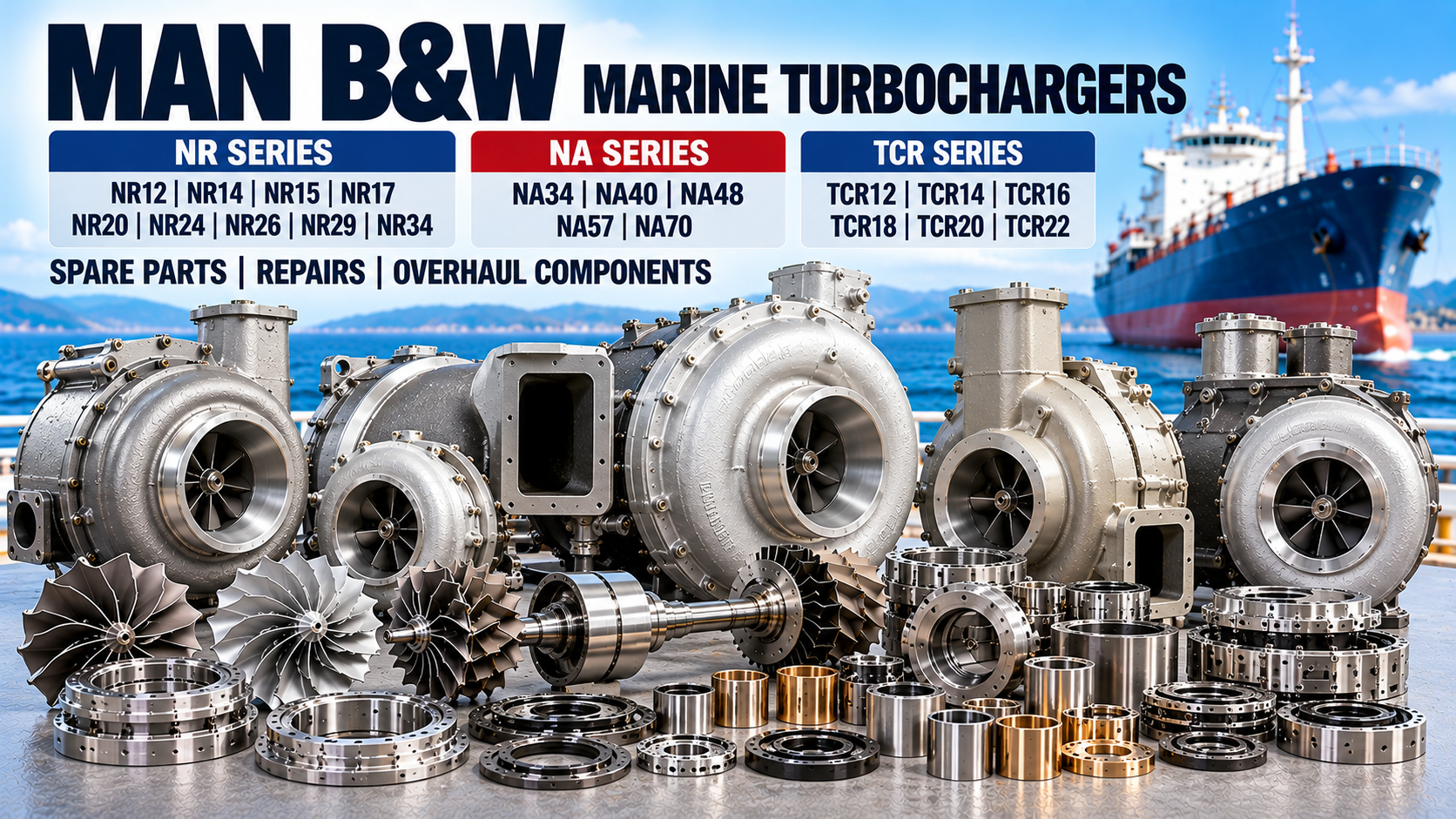 MAN B&W NR12 NR14 NR15 NR17 NR20 NR24 NR26 NR29 NR34 NA34 NA40 NA48 NA57 NA70 TCR12 TCR14 TCR16 TCR18 TCR20 TCR22 marine turbocharger spare parts