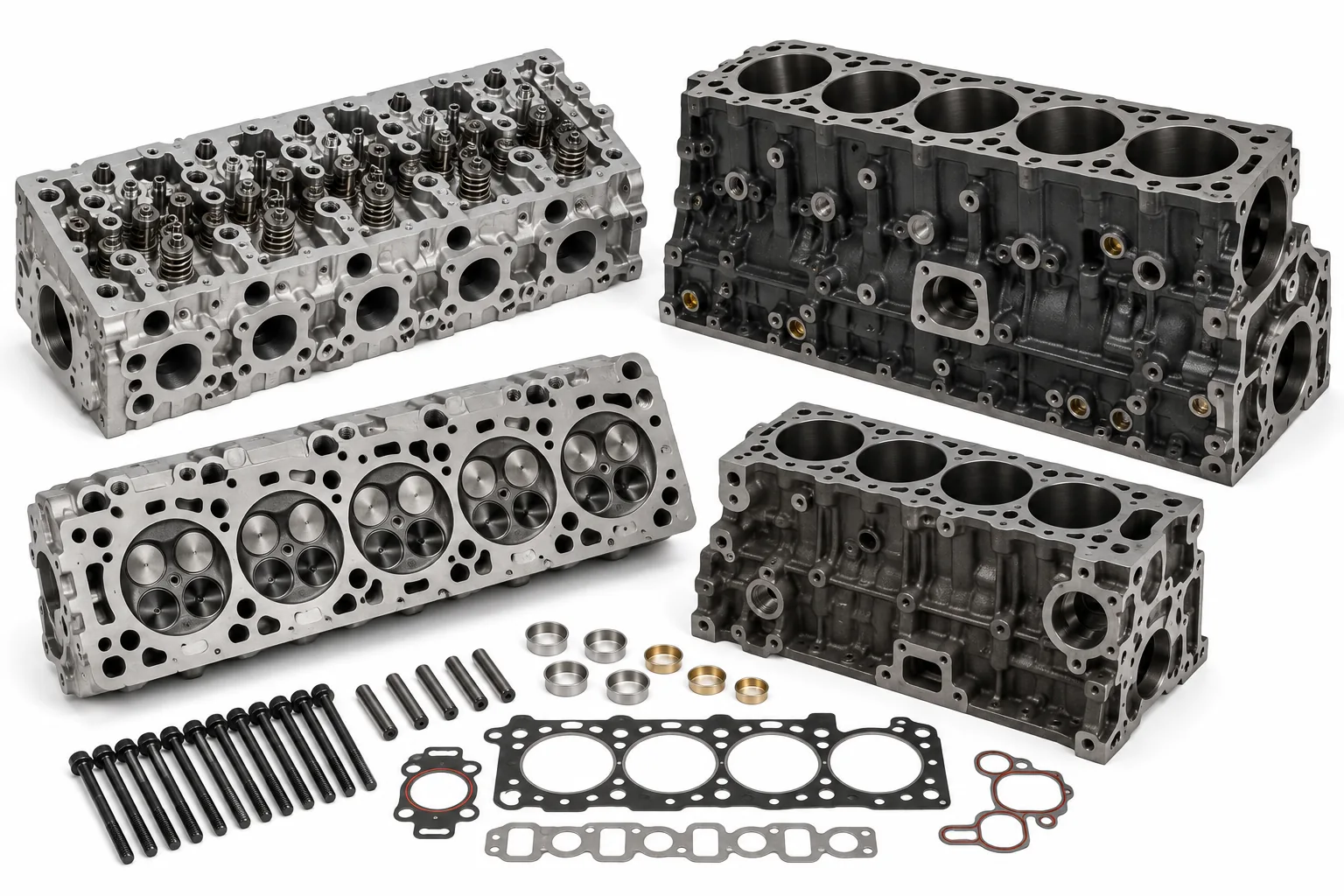 Heavy-duty marine engine cylinder heads, bare blocks, and complete cylinder block castings by Alfa Marine.