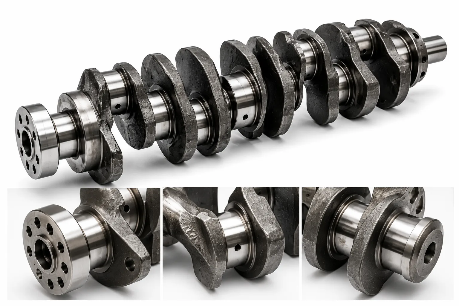 Forged steel marine diesel engine crankshafts, main bearings, and thrust washers by Alfa Marine.